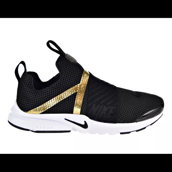 Nike Presto Extreme GS Sizes Women's Black Metallic Gold 870022 006 - Picture 2 of 7